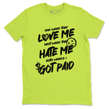 Foams One Black Volt shirts to match jordans I Got Paid sneaker match tees Air Foamposite One Black and Volt match shoes to clothes SNRT Sneaker Tees unisex cotton Safety Green 2 shirts