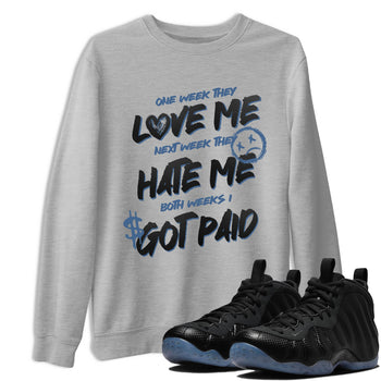 Sneaker Threads – Sneaker Tees To Match Air Foamposite One Carbon Fiber – I Got Paid Graphic Tee Heather Grey 1. Perfect for Jordan releases 2025 colorways.