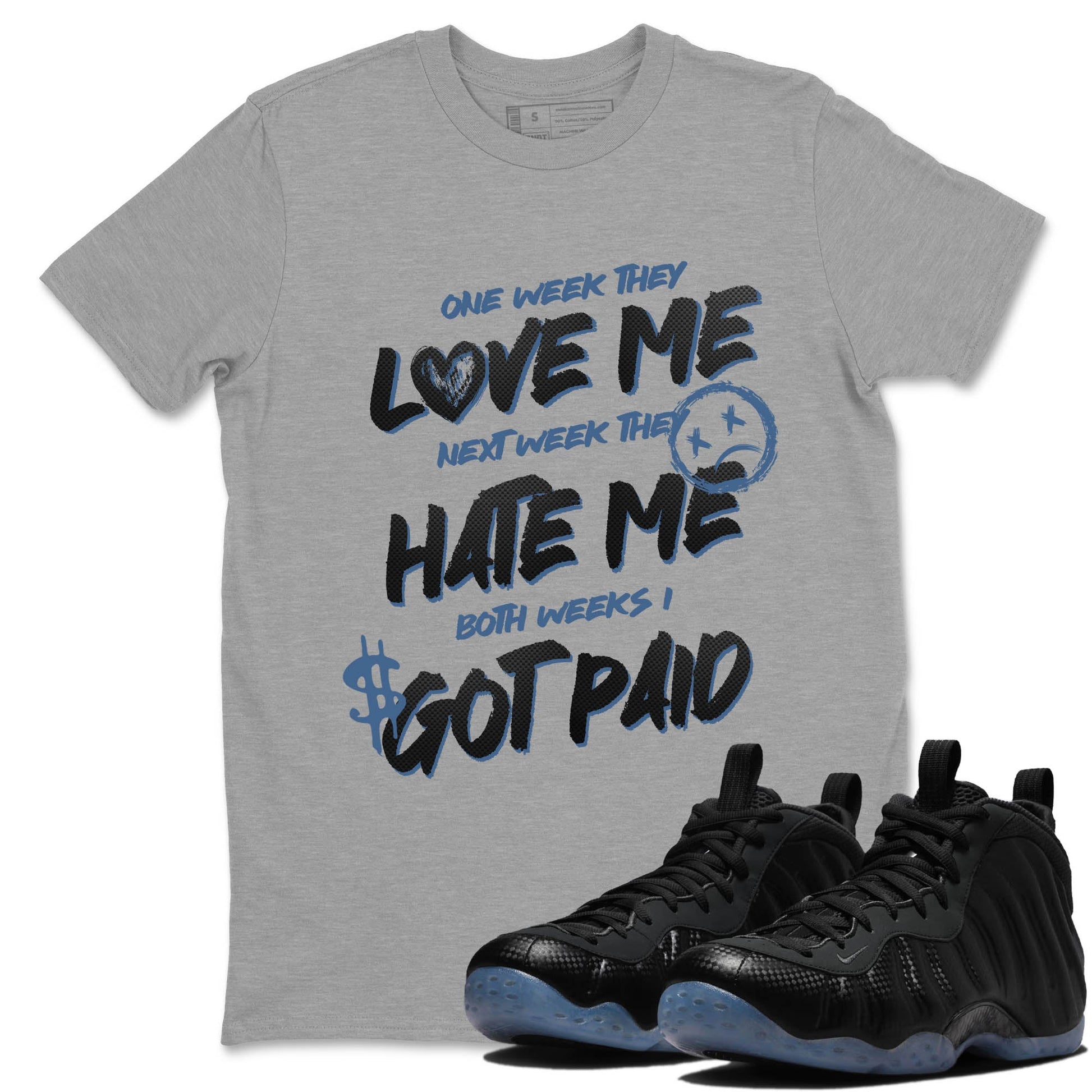 Sneaker Threads – Sneaker Tees To Match Air Foamposite One Carbon Fiber – I Got Paid Graphic Tee Heather Grey 1. Perfect for Jordan releases 2025 colorways.