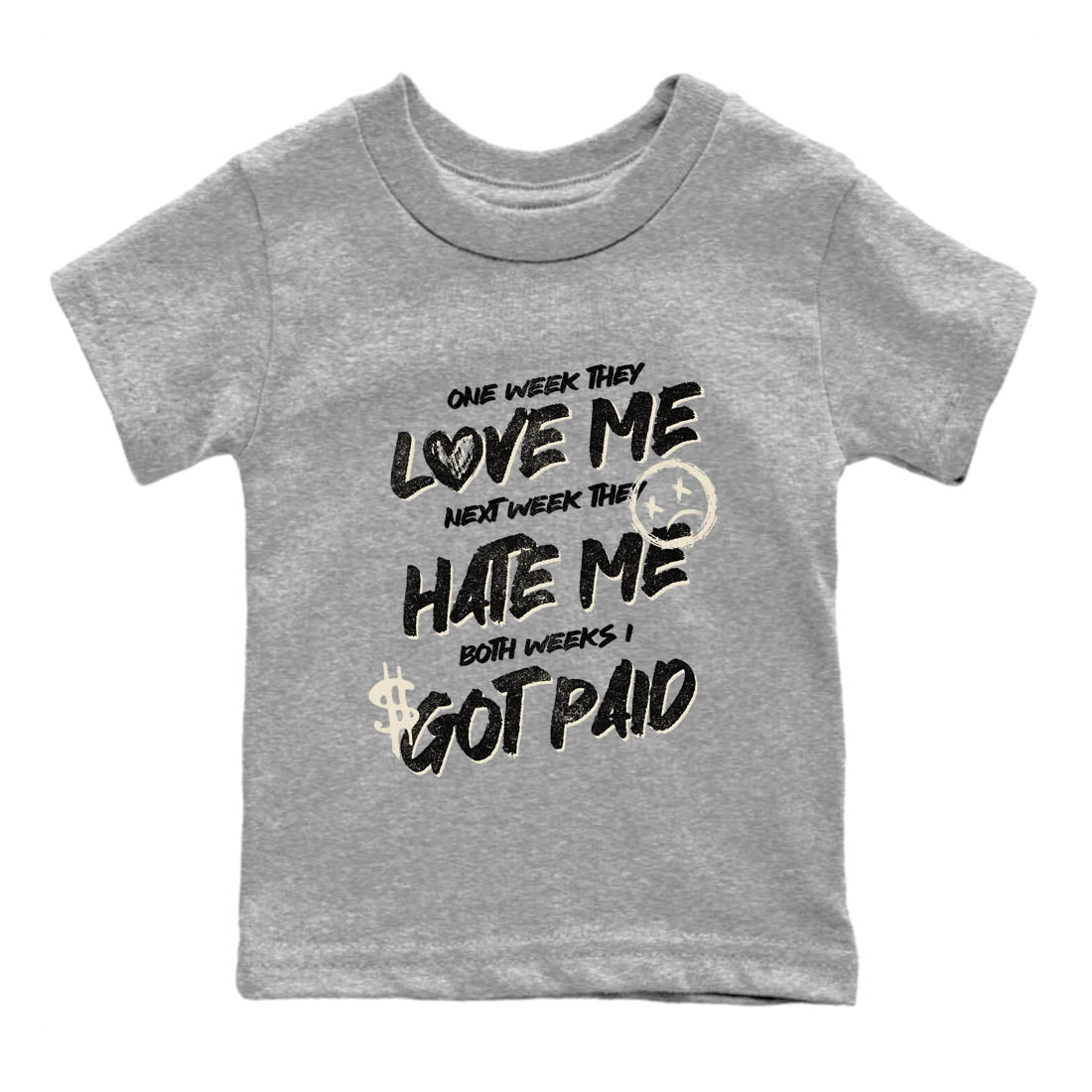 Sneaker Threads – Sneaker Tees To Match Air Foamposite One Pearl – I Got Paid Youth Graphic Tee Heather Grey 2. Perfect for Jordan releases 2025 colorways.