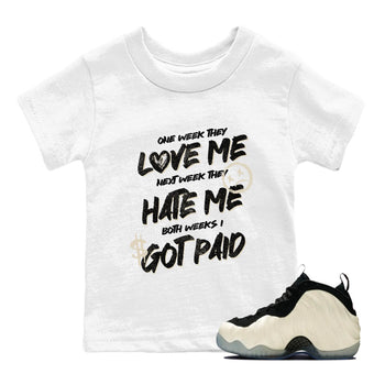 Sneaker Threads – Sneaker Tees To Match Air Foamposite One Pearl – I Got Paid Youth Graphic Tee White 1. Perfect for Jordan releases 2025 colorways.