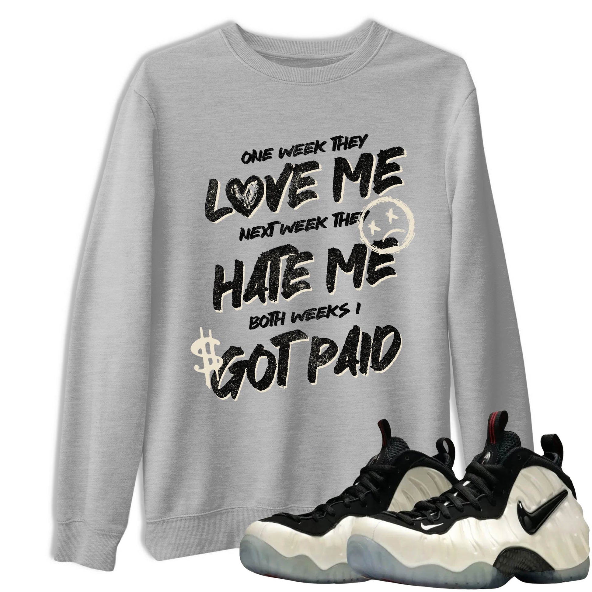 Sneaker Threads – Sneaker Tees To Match Air Foamposite One Pearl – I Got Paid Graphic Tee Heather Grey 1. Perfect for Jordan releases 2025 colorways.