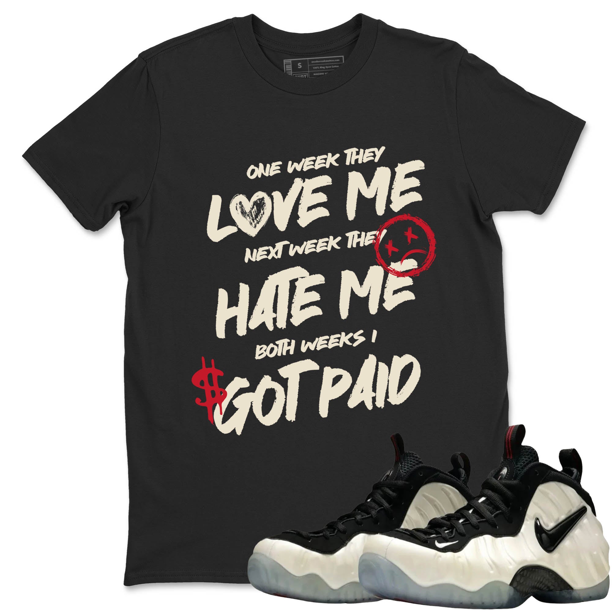 Sneaker Threads – Sneaker Tees To Match Air Foamposite One Pearl – I Got Paid Graphic Tee Black 1. Perfect for Jordan releases 2025 colorways.