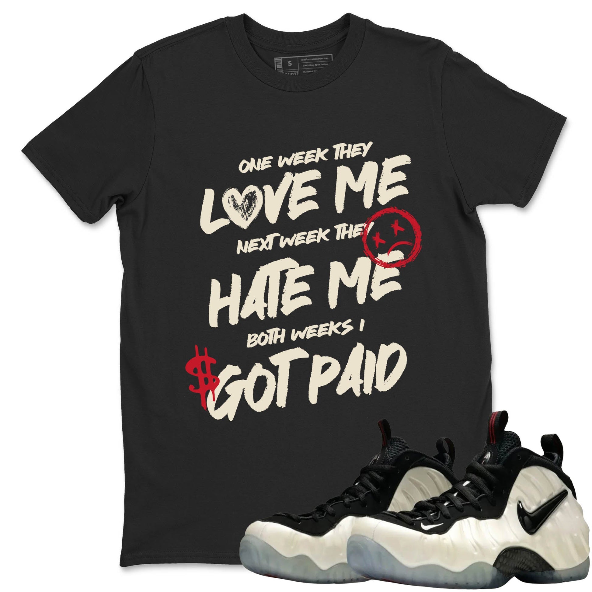 Sneaker Threads – Sneaker Tees To Match Air Foamposite One Pearl – I Got Paid Graphic Tee Black 1. Perfect for Jordan releases 2025 colorways.