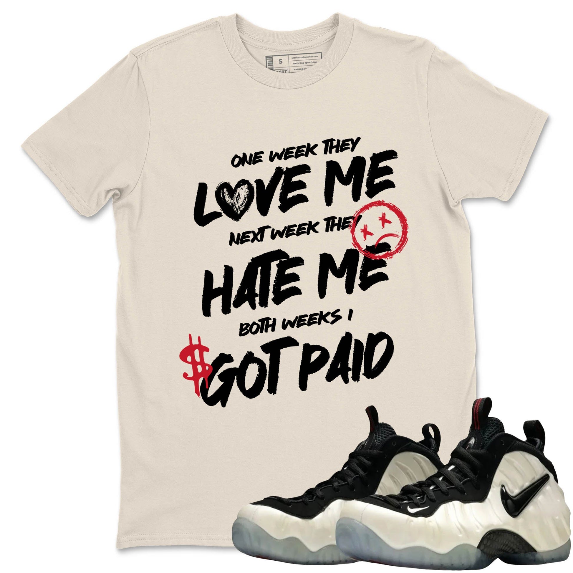 Sneaker Threads – Sneaker Tees To Match Air Foamposite One Pearl – I Got Paid Graphic Tee Natural 1. Perfect for Jordan releases 2025 colorways.