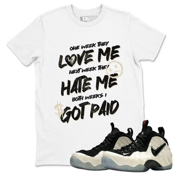 Sneaker Threads – Sneaker Tees To Match Air Foamposite One Pearl – I Got Paid Graphic Tee White 1. Perfect for Jordan releases 2025 colorways.