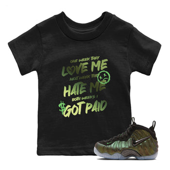 Sneaker match tees – Sneaker Tees To Match Air Foamposite One Pine Green Shoes – I Got Paid Kids T-Shirt Black 1