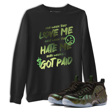 Sneaker match tees – Sneaker Tees To Match Air Foamposite One Pine Green Shoes – I Got Paid Tee Black 1