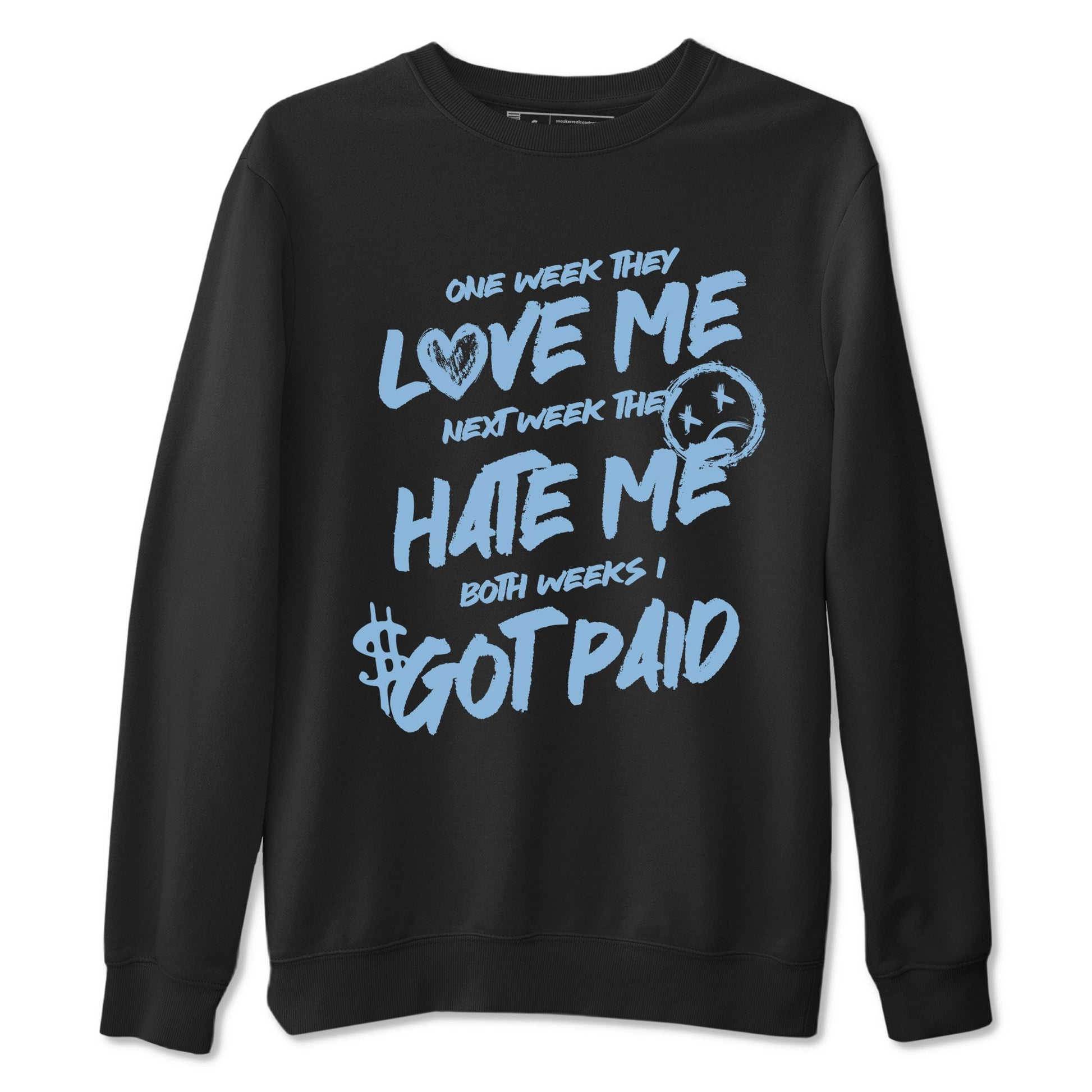 I Got Paid sneaker match t-shirt styled to complete your fit with the Air Foamposite One Psychic Blue sneakers, shown in Black 2.