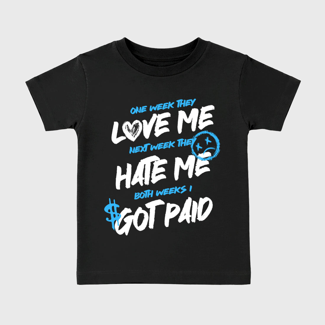 Best Sneakerfit Graphic Tee. Graphic Outfits. Sneaker Tees To Match Air Foamposite Pro University Blue Sneakers – I Got Paid Kids T-Shirt Black 2