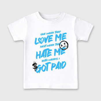 Best Sneakerfit Graphic Tee. Graphic Outfits. Sneaker Tees To Match Air Foamposite Pro University Blue Sneakers – I Got Paid Kids T-Shirt White 2