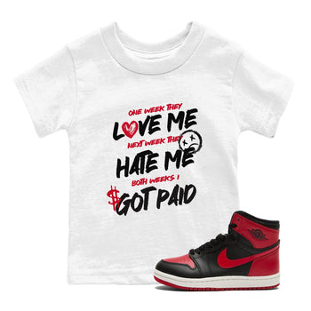 1s '85 Bred shirts to match jordans I Got Paid best t shirts to wear with jordans Air Jordan 1 High '85 Bred match shoes to clothes SNRT Sneaker Tees Youth Baby White 1 tee