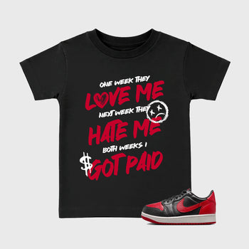 Sneaker match tees – Sneaker Tees To Match Air Jordan 1 Banned Shoes – I Got Paid Kids T-Shirt Black 1