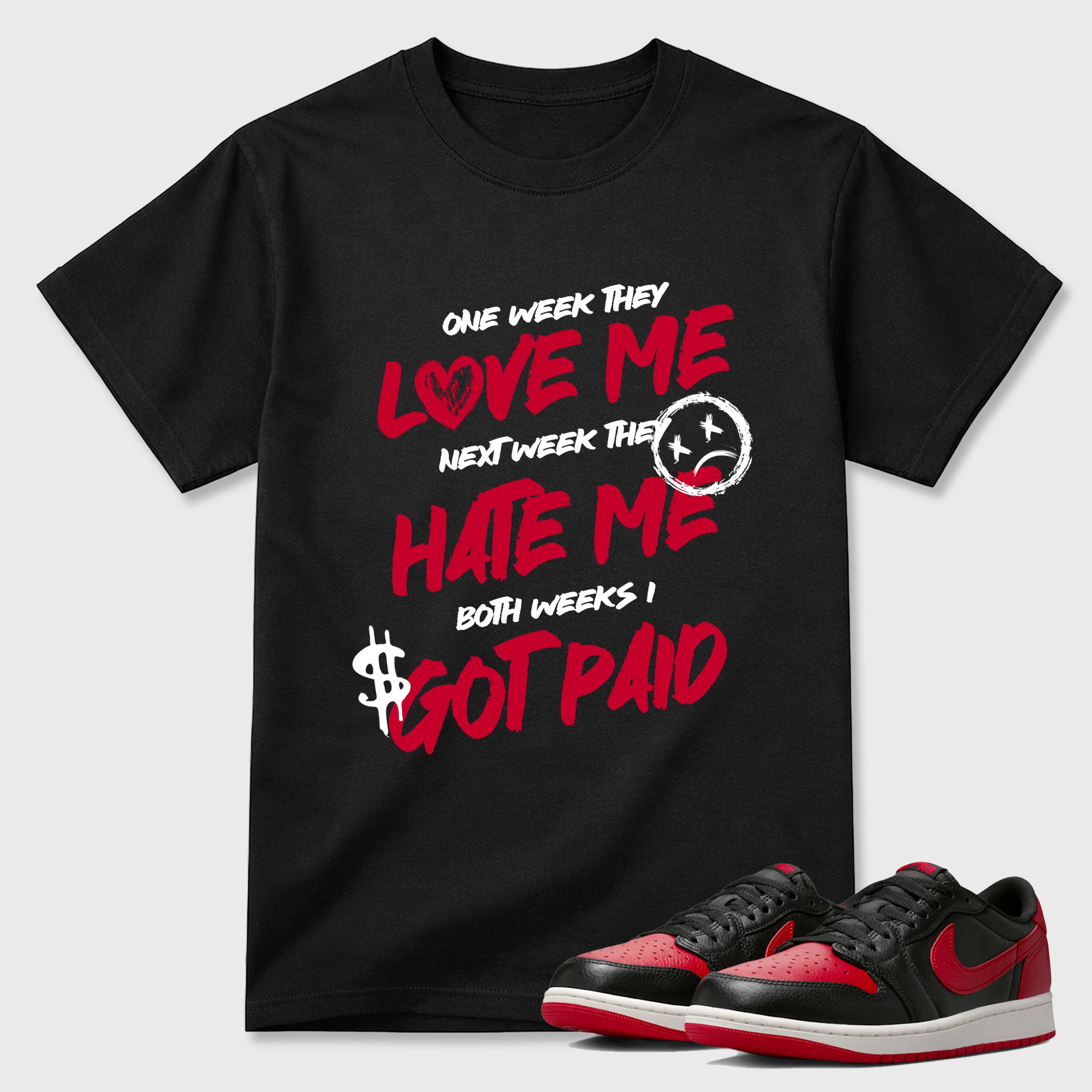 Sneaker match tees – Sneaker Tees To Match Air Jordan 1 Banned Shoes – I Got Paid Tee Black 1