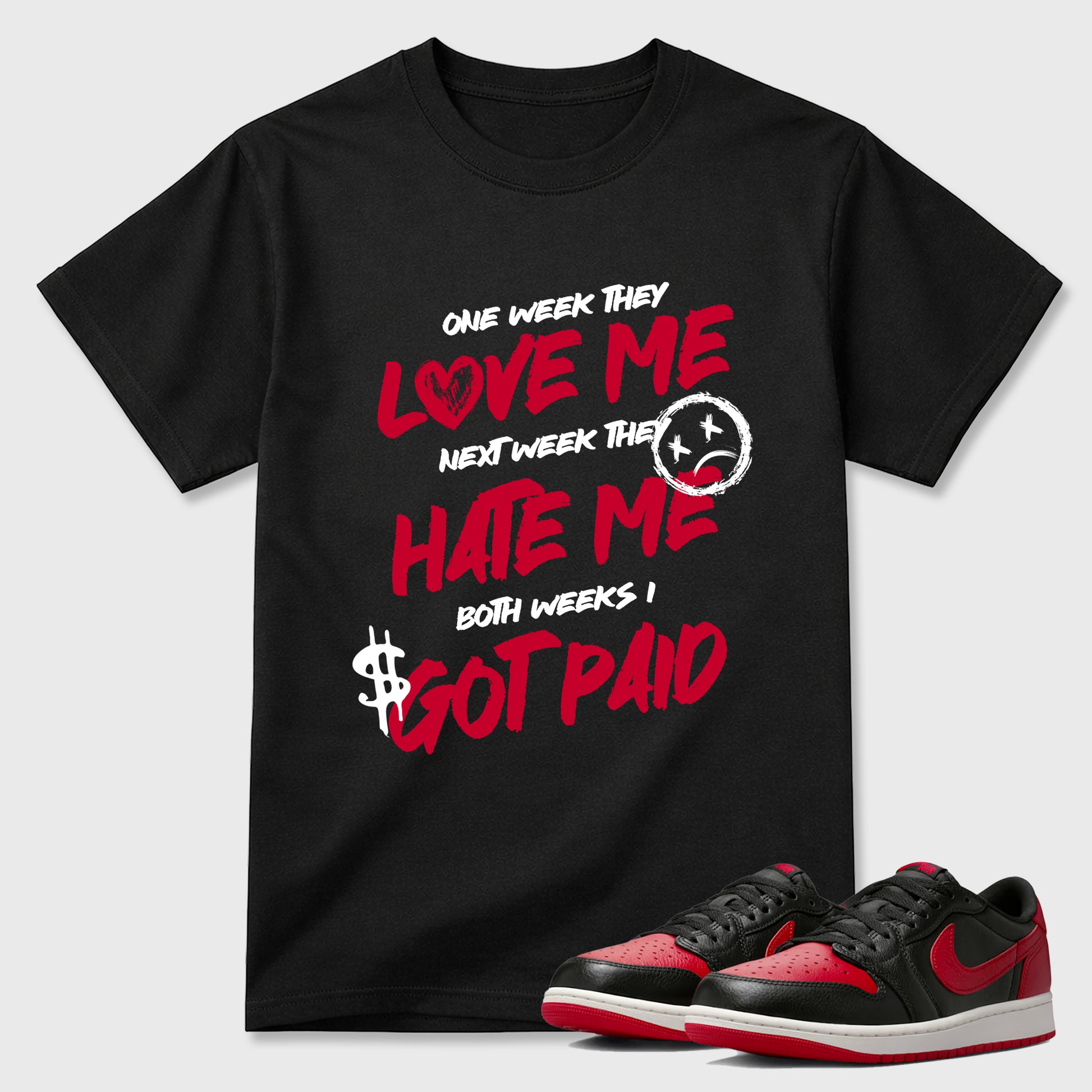 Sneaker match tees – Sneaker Tees To Match Air Jordan 1 Banned Shoes – I Got Paid Tee Black 1