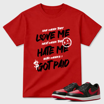 Sneaker match tees – Sneaker Tees To Match Air Jordan 1 Banned Shoes – I Got Paid Tee Red 1