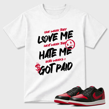 Sneaker match tees – Sneaker Tees To Match Air Jordan 1 Banned Shoes – I Got Paid Tee White 1