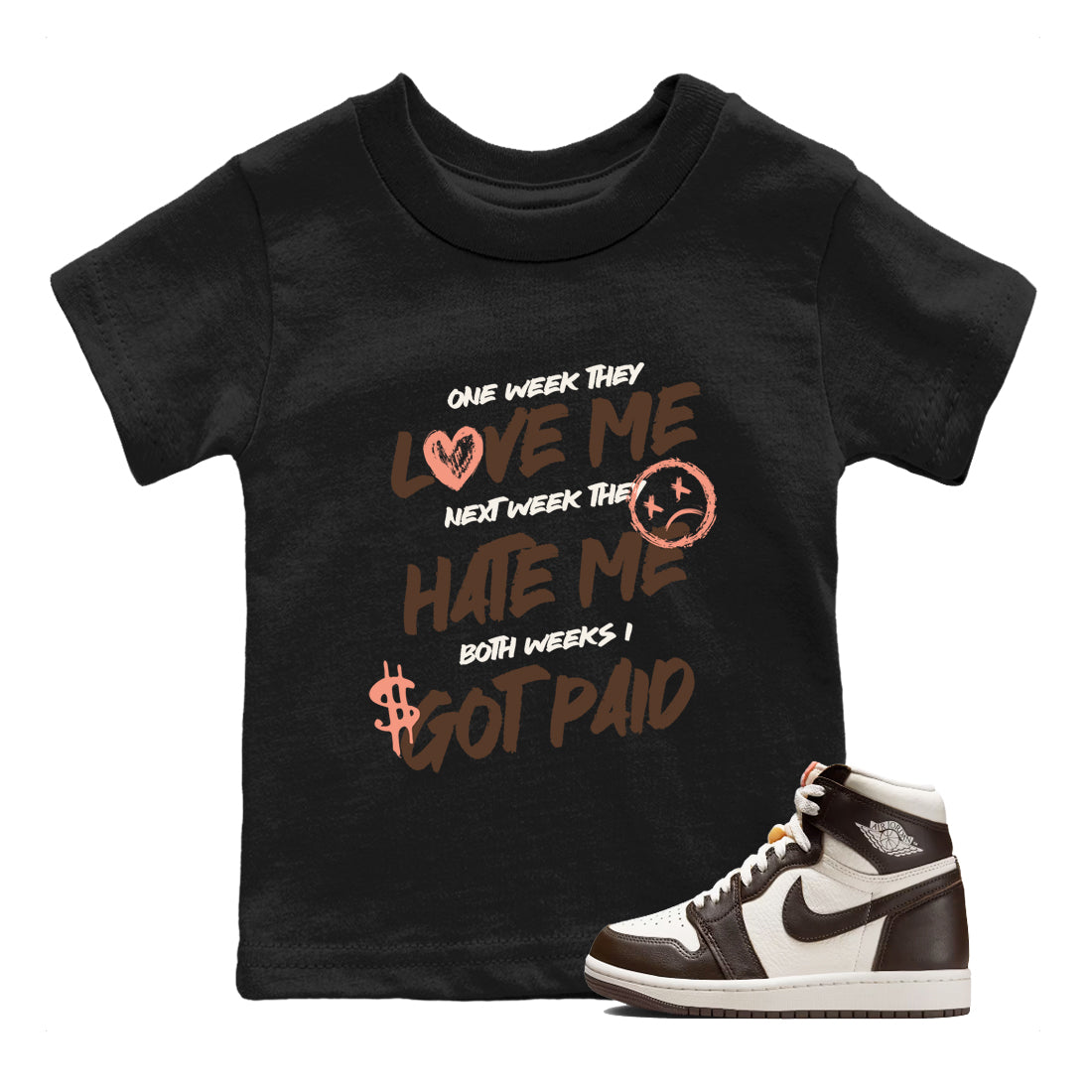 Sneaker match tees – Sneaker Tees To Match Air Jordan 1 Baroque Brown Shoes – I Got Paid Kids T-Shirt Black 1
