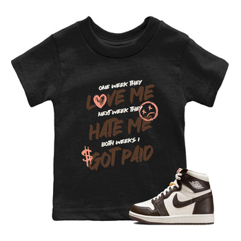 Sneaker match tees – Sneaker Tees To Match Air Jordan 1 Baroque Brown Shoes – I Got Paid Kids T-Shirt Black 1