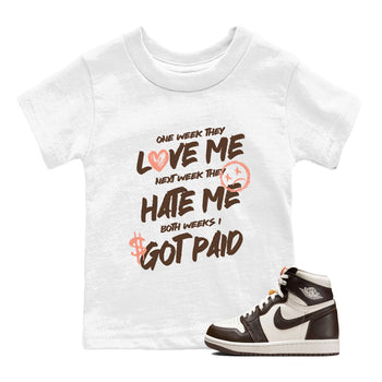 Sneaker match tees – Sneaker Tees To Match Air Jordan 1 Baroque Brown Shoes – I Got Paid Kids T-Shirt White 1