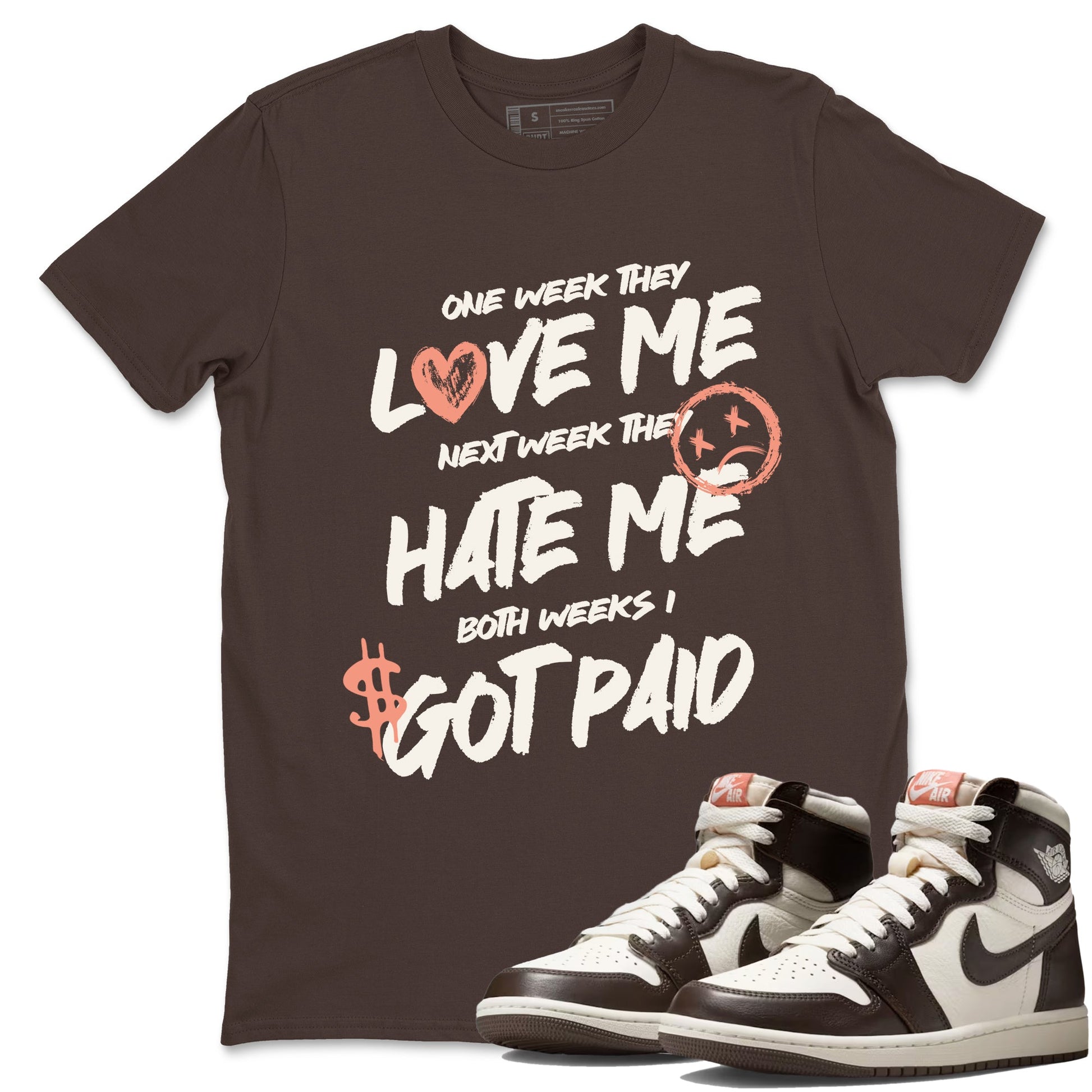 Sneaker match tees – Sneaker Tees To Match Air Jordan 1 Baroque Brown Shoes – I Got Paid Tee Dark Chocolate 1