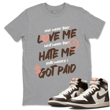 Sneaker match tees – Sneaker Tees To Match Air Jordan 1 Baroque Brown Shoes – I Got Paid Tee Heather Grey 1
