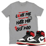 Air Jordan 1 Black Toe Reimagined shirts to match jordans I Got Paid best t shirts to wear with jordans Air Jordan 1 Black Toe Reimagined match shoes to clothes SNRT Sneaker Tees unisex cotton Heather Grey 1 shirts