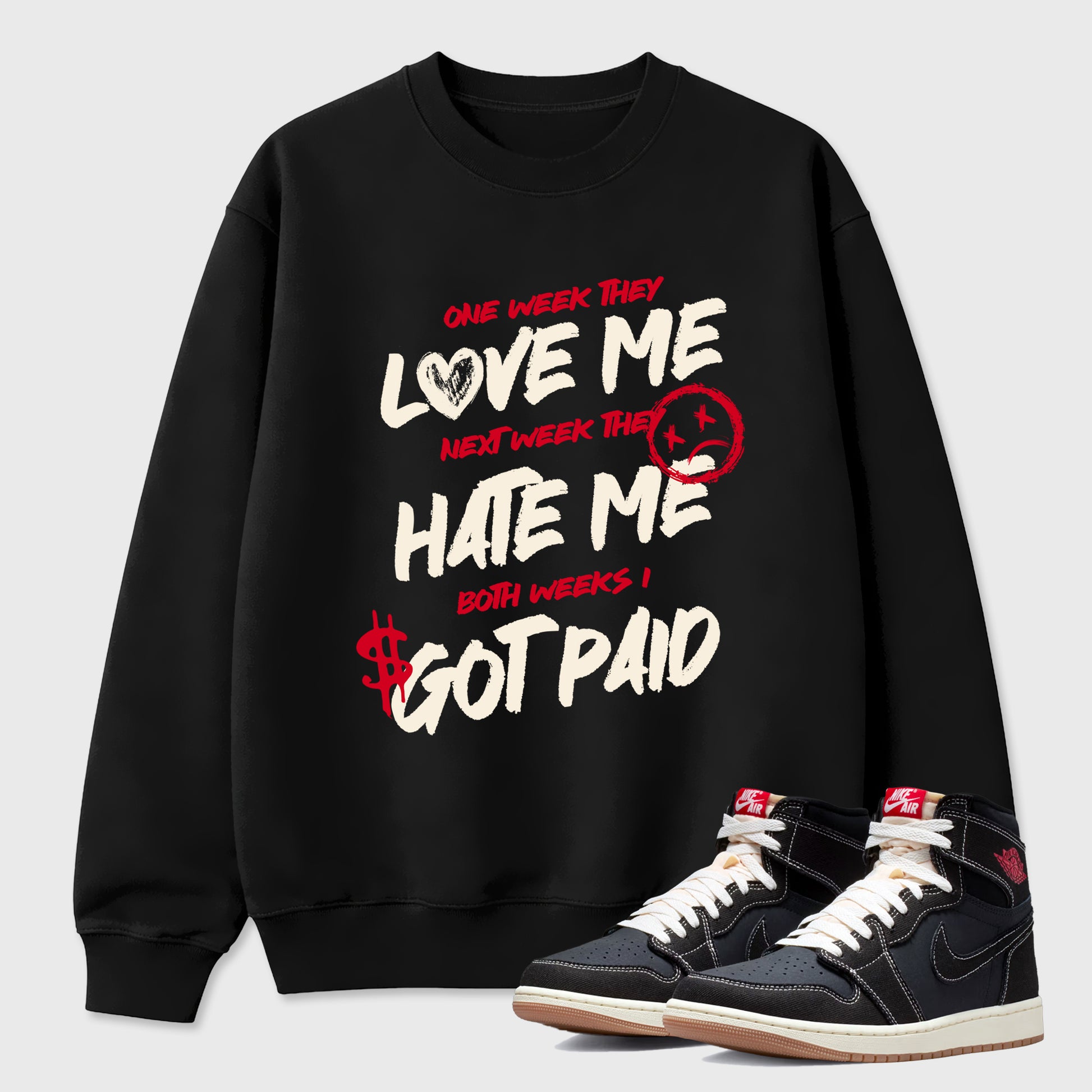 Sneaker match tees – Sneaker Tees To Match Air Jordan 1 Flight Club Shoes – I Got Paid Tee Black 1