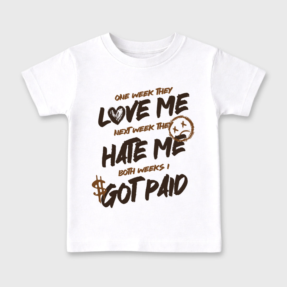 I Got Paid Baby & Kids Graphic T-Shirt featuring original artwork designed to match the Air Jordan 1 Love Letter. White 2 Kids Graphic Tee.