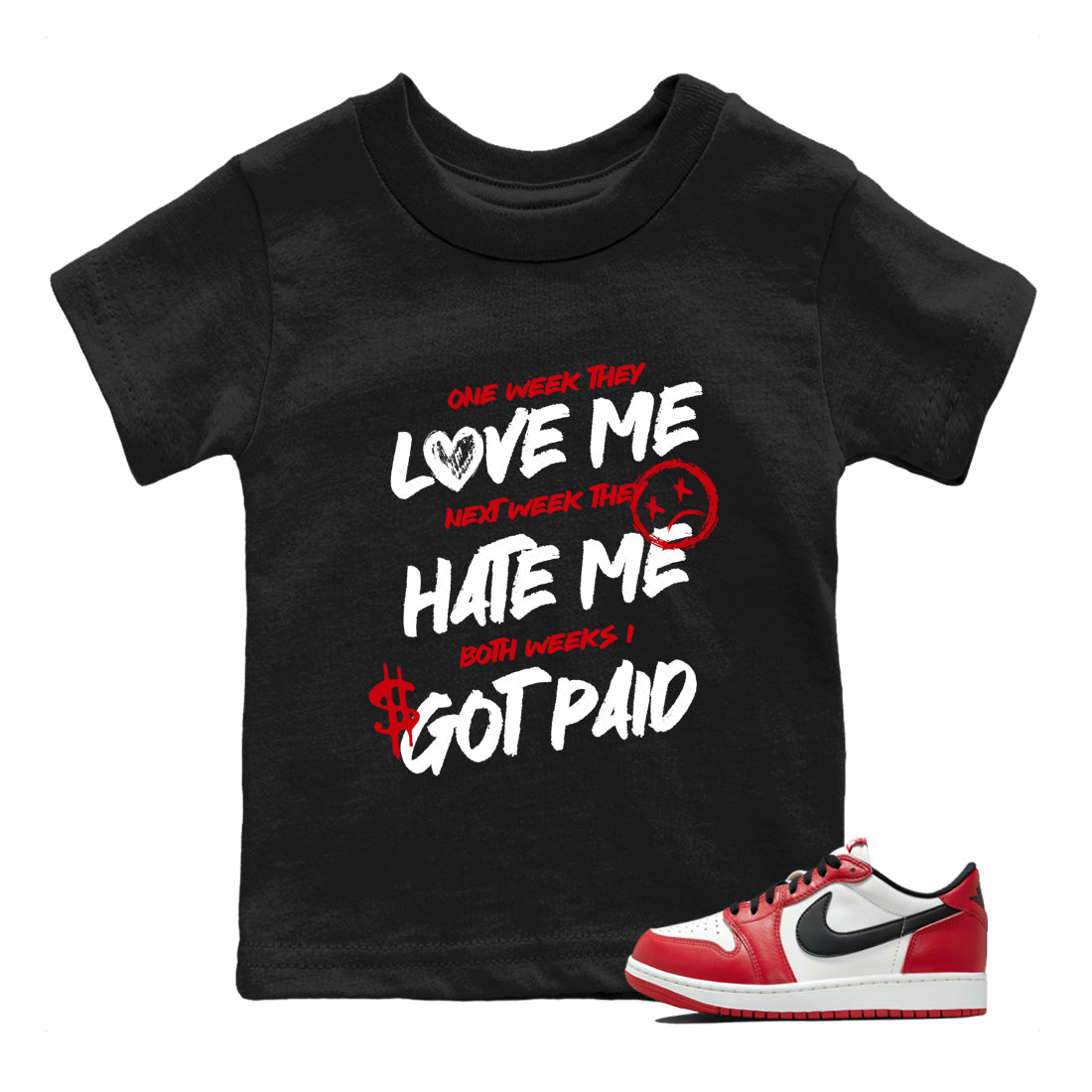 Best Sneakerfit graphic tee – Sneaker Tees To Match Air Jordan 1 Low Chicago Sneakers – I Got Paid Kids T-Shirt Black 1