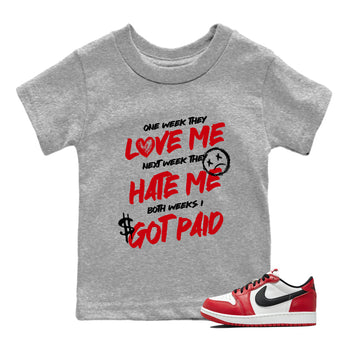 Best Sneakerfit graphic tee – Sneaker Tees To Match Air Jordan 1 Low Chicago Sneakers – I Got Paid Kids T-Shirt Heather Grey 1