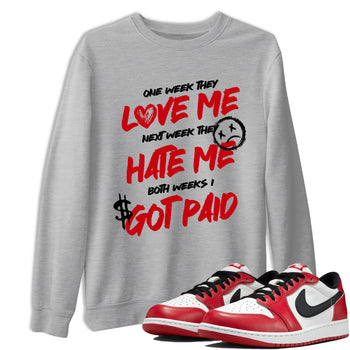 Best Sneakerfit graphic tee – Sneaker Tees To Match Air Jordan 1 Low Chicago Sneakers – I Got Paid Tee Heather Grey 1