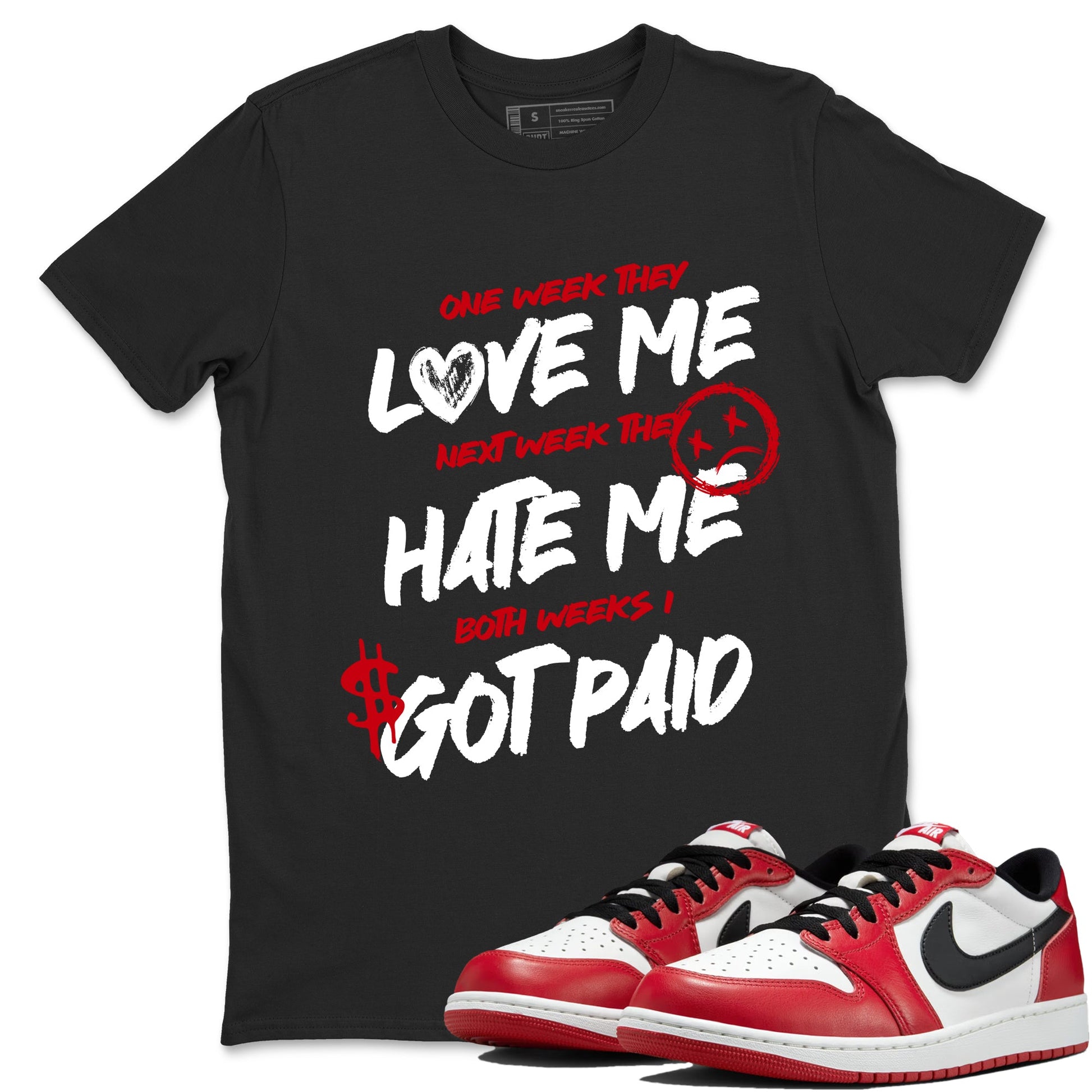 Best Sneakerfit graphic tee – Sneaker Tees To Match Air Jordan 1 Low Chicago Sneakers – I Got Paid Tee Black 1