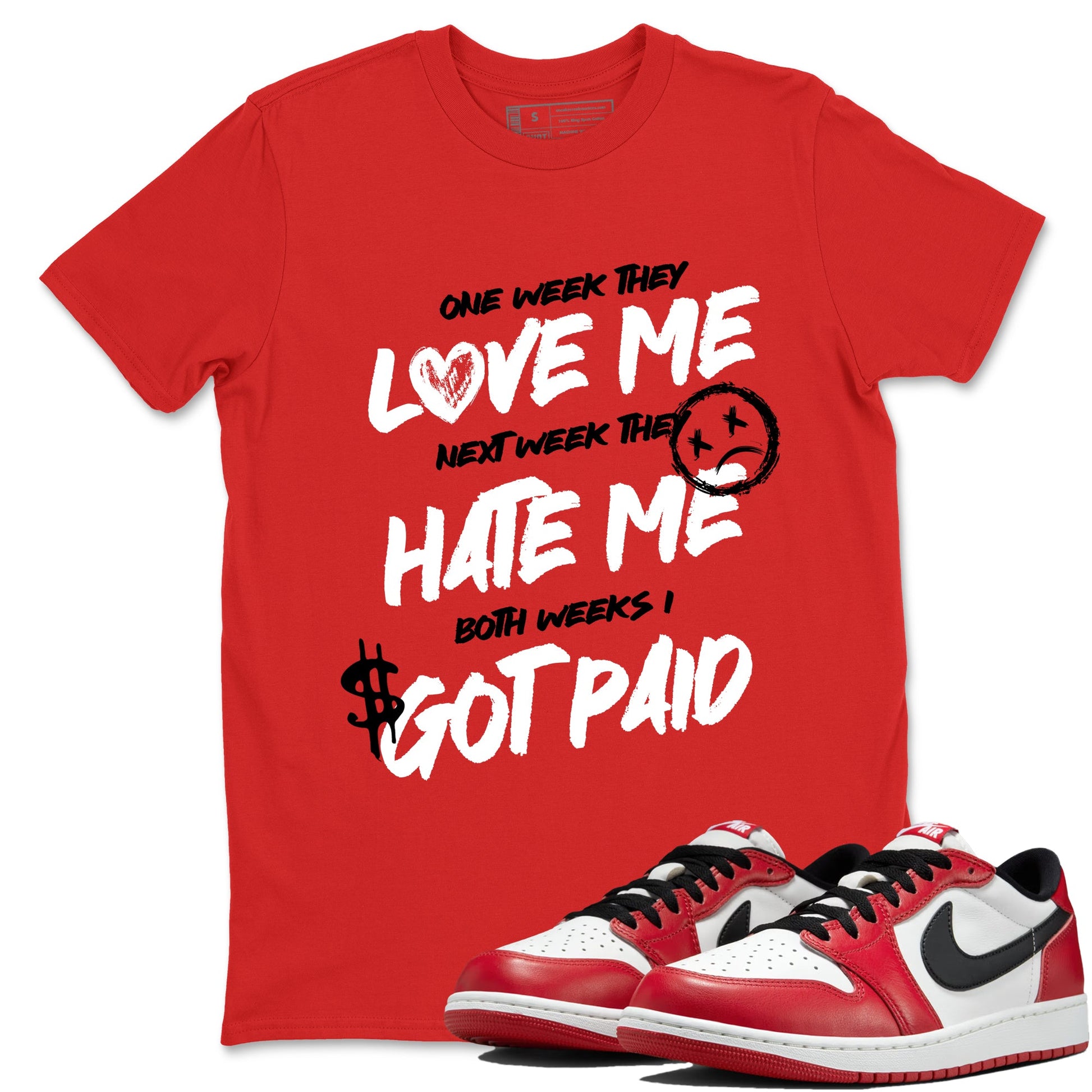 Best Sneakerfit graphic tee – Sneaker Tees To Match Air Jordan 1 Low Chicago Sneakers – I Got Paid Tee Red 1