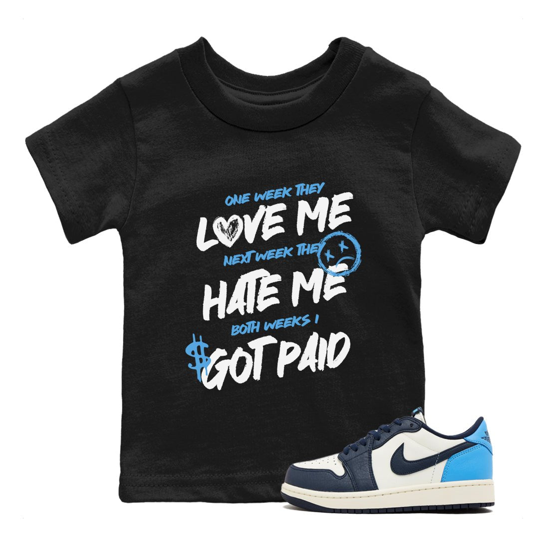 1s Obsidian shirts to match jordans I Got Paid shirts to match Jordans AJ1 Retro Low OG Obsidian match shoes to clothes SNRT Sneaker Tees Youth Baby Black 1 tee