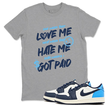 1s Obsidian shirts to match jordans I Got Paid shirts to match Jordans AJ1 Retro Low OG Obsidian match shoes to clothes SNRT Sneaker Tees unisex cotton Heather Grey 1 shirts