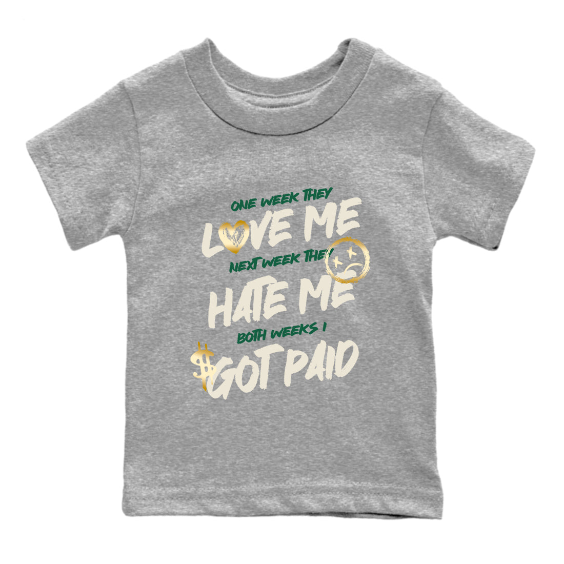 Sneaker Threads – Sneaker Tees To Match Air Jordan 1 Pro Green – I Got Paid Youth Graphic Tee Heather Grey 2. Perfect for Jordan releases 2025 colorways.