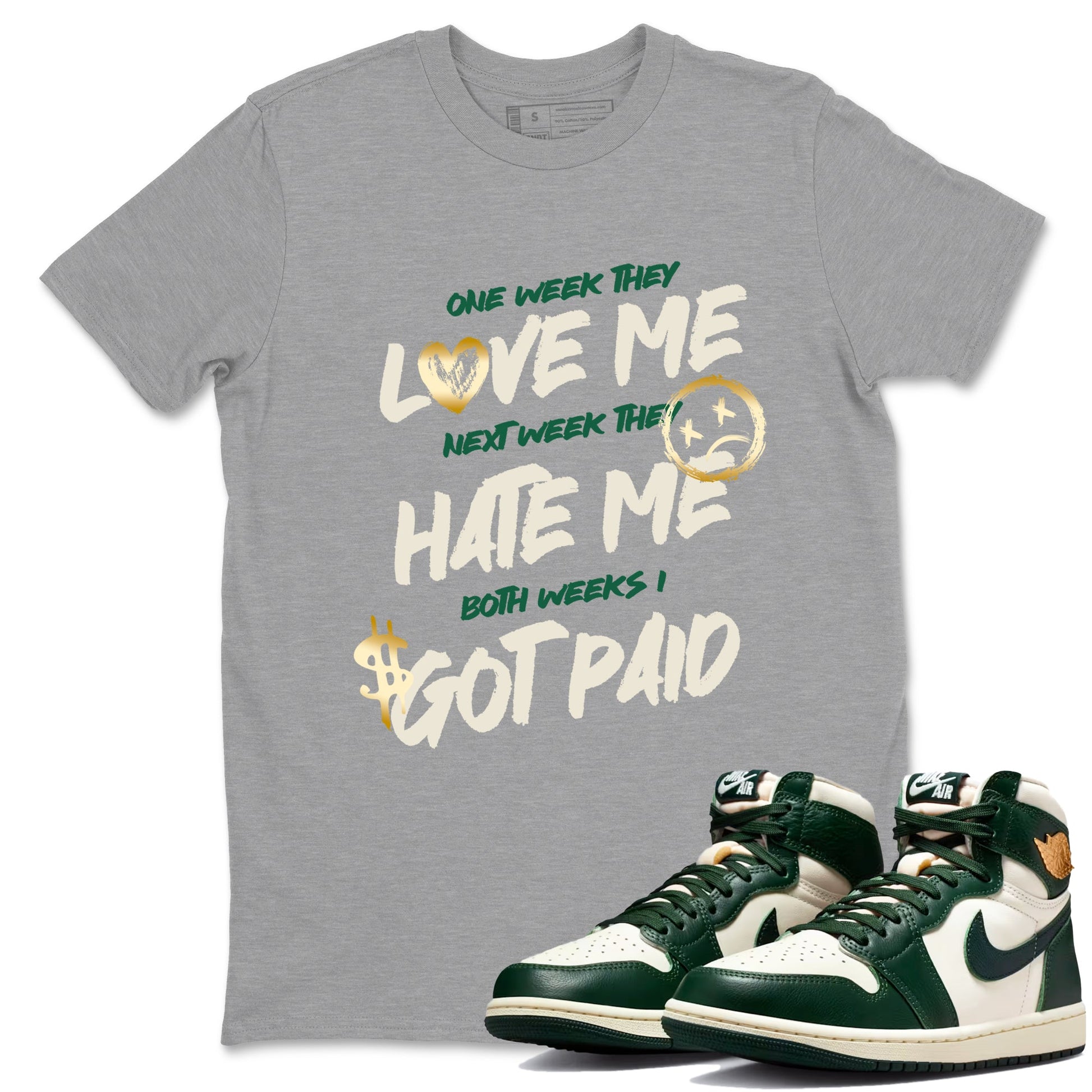 Sneaker Threads – Sneaker Tees To Match Air Jordan 1 Pro Green – I Got Paid Graphic Tee Heather Grey 1. Perfect for Jordan releases 2025 colorways.