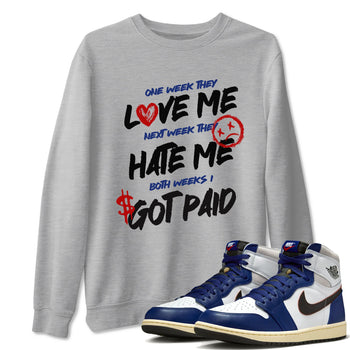 1s Rare Air shirts to match jordans I Got Paid sneaker match tees Air Jordan 1 High OG Rare Air Deep Royal Blue match shoes to clothes SNRT Sneaker Tees unisex cotton Heather Grey 1 shirts