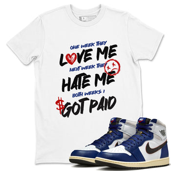 1s Rare Air shirts to match jordans I Got Paid sneaker match tees Air Jordan 1 High OG Rare Air Deep Royal Blue match shoes to clothes SNRT Sneaker Tees unisex cotton White 1 shirts