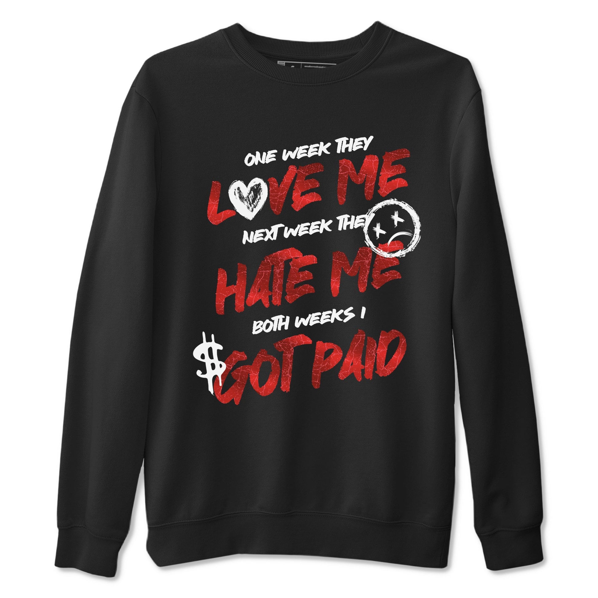 I Got Paid sneaker match t-shirt styled to complete your fit with the Air Jordan 1 Ruby sneakers, shown in Black 2.