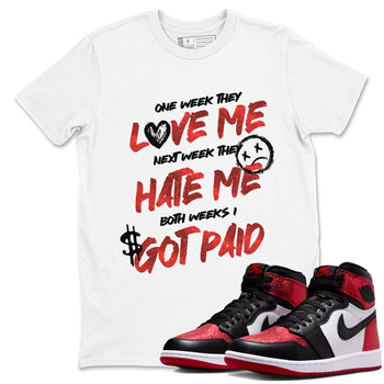 I Got Paid sneaker match t-shirt styled to complete your fit with the Air Jordan 1 Ruby sneakers, shown in White 1.