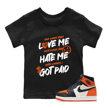 Sneaker match tees – Sneaker Tees To Match Air Jordan 1 Shattered Backboard Shoes – I Got Paid Kids T-Shirt Black 1
