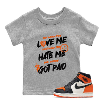 Sneaker match tees – Sneaker Tees To Match Air Jordan 1 Shattered Backboard Shoes – I Got Paid Kids T-Shirt Heather Grey 1