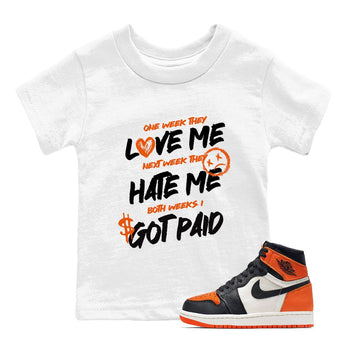 Sneaker match tees – Sneaker Tees To Match Air Jordan 1 Shattered Backboard Shoes – I Got Paid Kids T-Shirt White 1