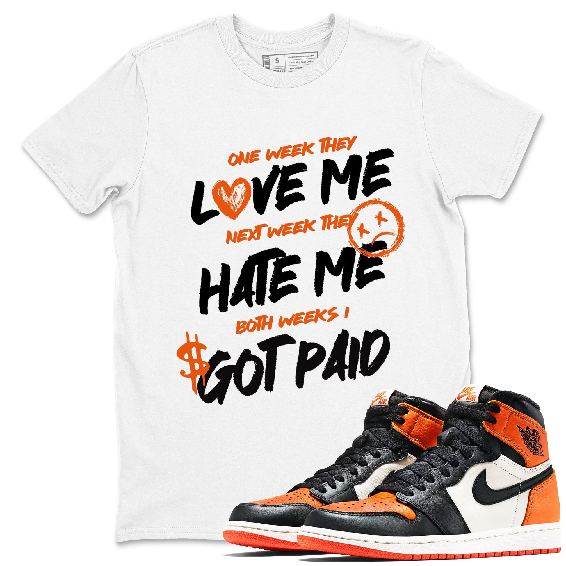 Sneaker match tees – Sneaker Tees To Match Air Jordan 1 Shattered Backboard Shoes – I Got Paid Tee White 1