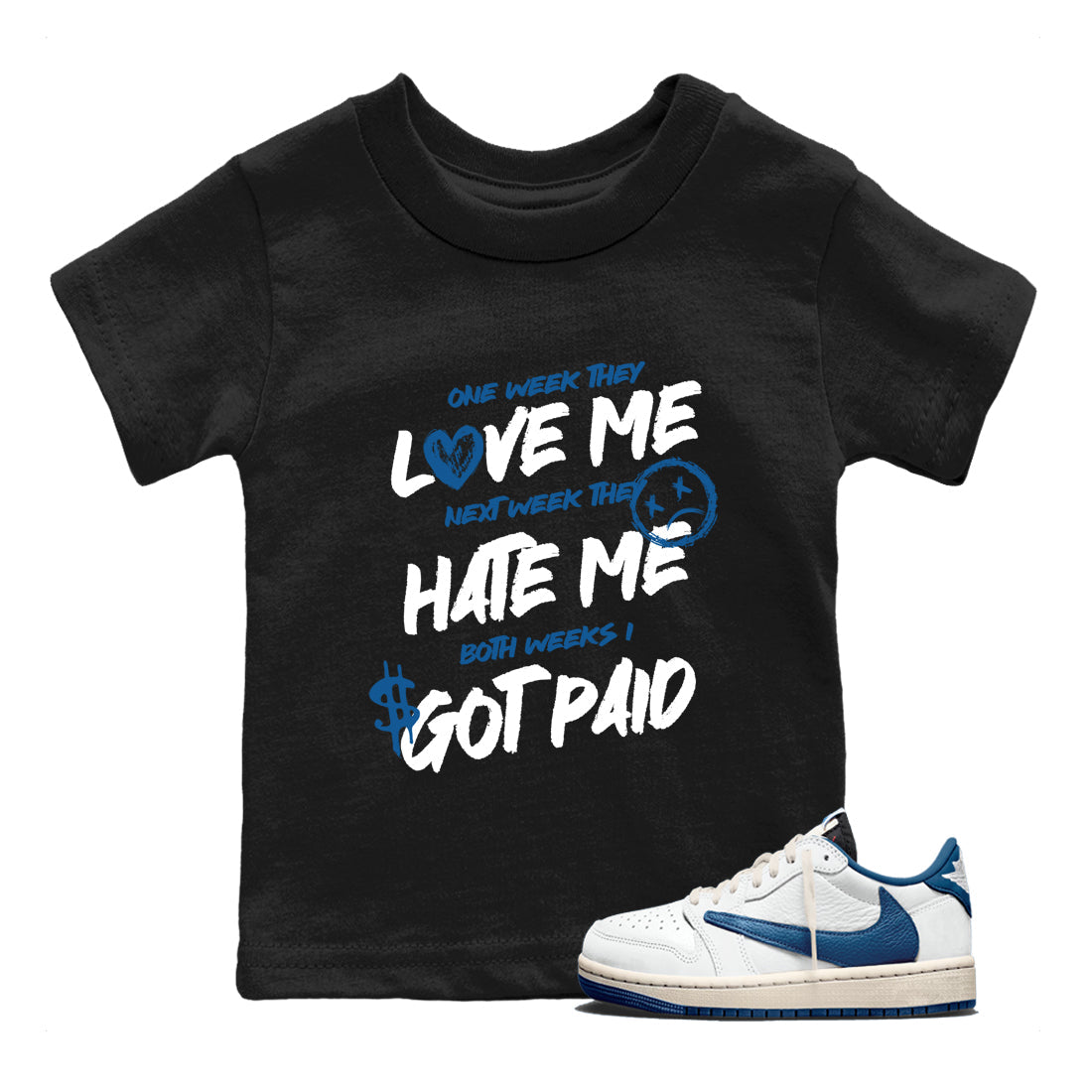 Sneaker Threads – Sneaker Threads To Match Air Jordan 1 Travis Scott Fragment Shoes – I Got Paid Kids T-Shirt Black 1