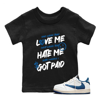 Sneaker Threads – Sneaker Threads To Match Air Jordan 1 Travis Scott Fragment Shoes – I Got Paid Kids T-Shirt Black 1