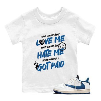 Sneaker Threads – Sneaker Threads To Match Air Jordan 1 Travis Scott Fragment Shoes – I Got Paid Kids T-Shirt White 1