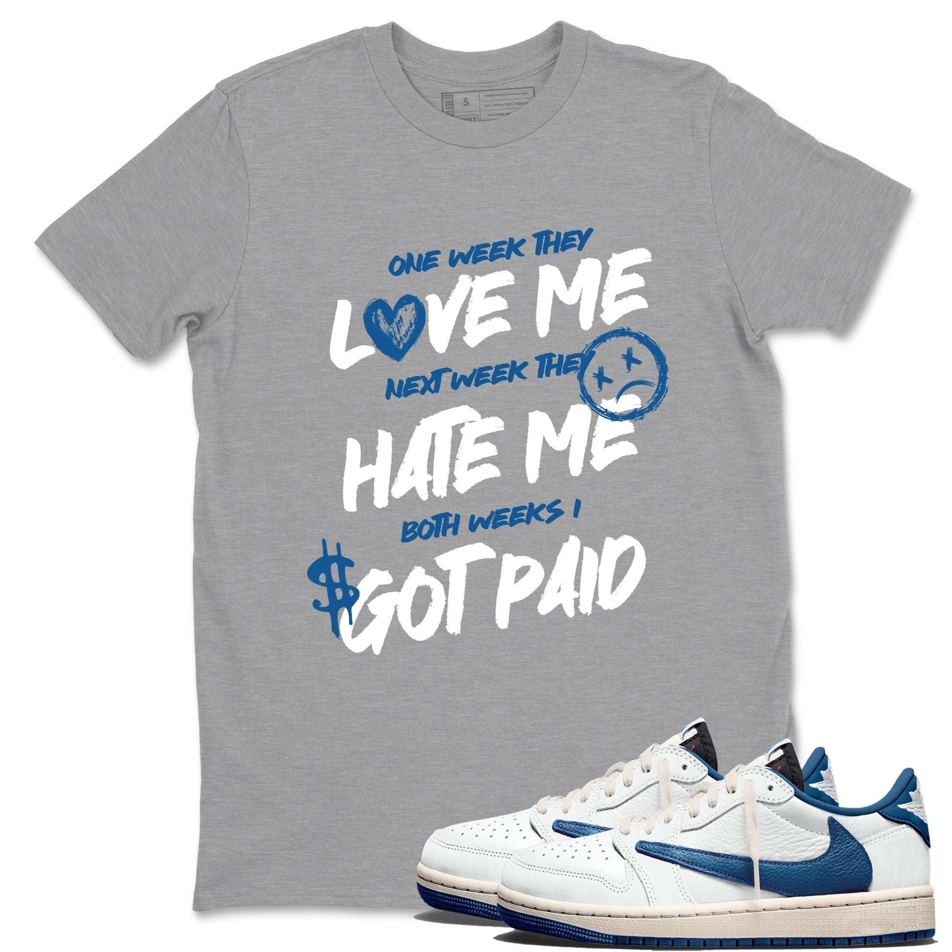 Sneaker Threads – Sneaker Threads To Match Air Jordan 1 Travis Scott Fragment Shoes – I Got Paid Tee Heather Grey 1